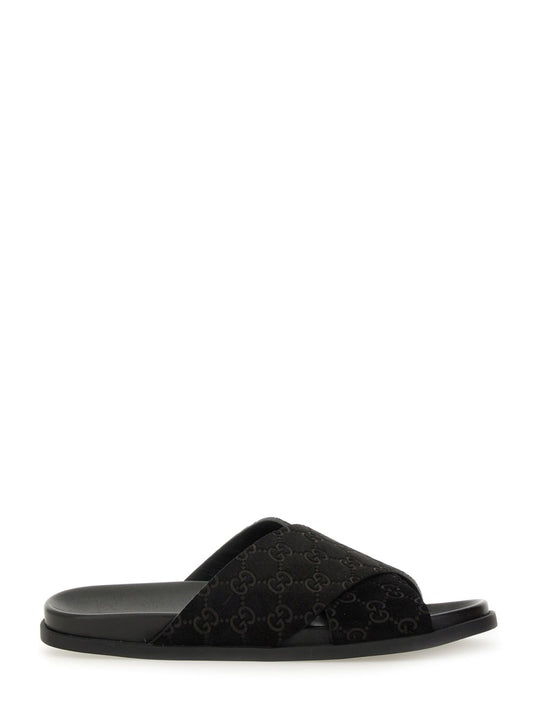 Sandal Slider With Gg Pattern