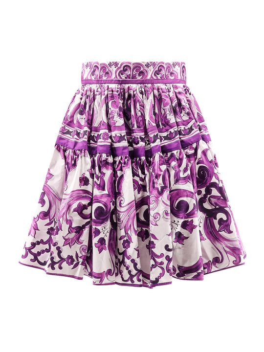 Maiolica Cotton Skirt With Ruffles