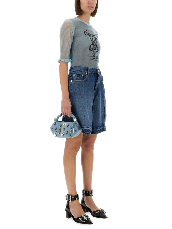 Ganni Tops - White, Light Blue | Wanan Luxury