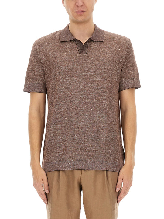Polo Shirt In Cotton, Linen And Silk