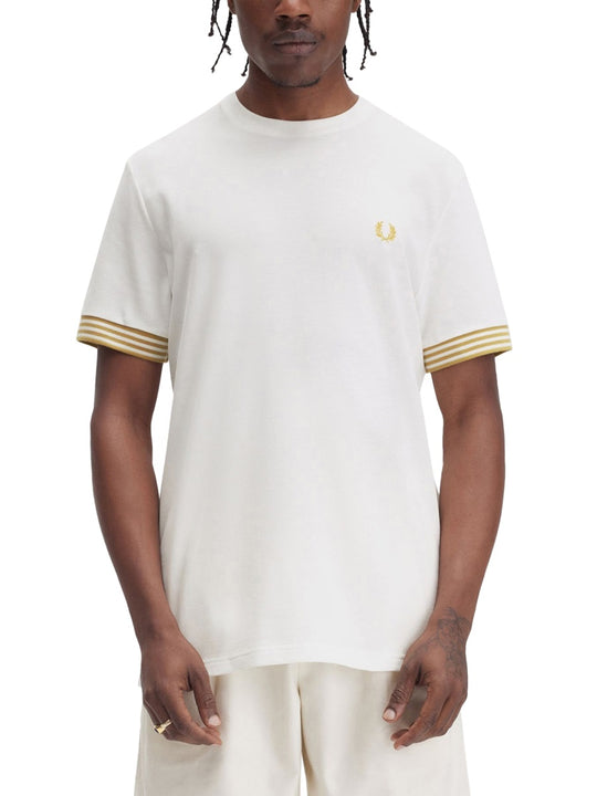 T-Shirt With Striped Manihe Border