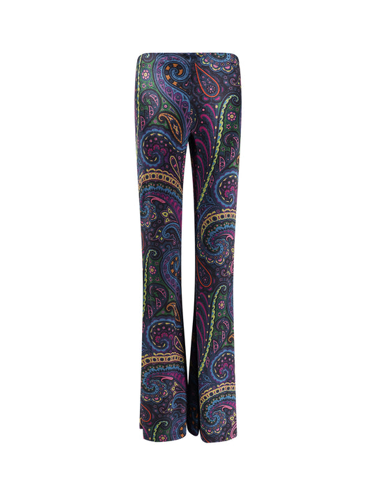 Chenille Trousers With Multicolor Print