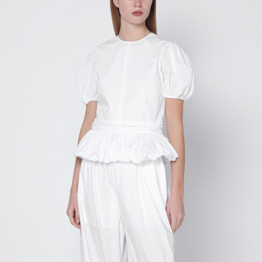 White Alix Top With Puff Sleeves