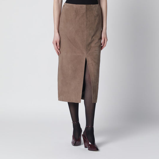 Brown Suede Pencil Skirt