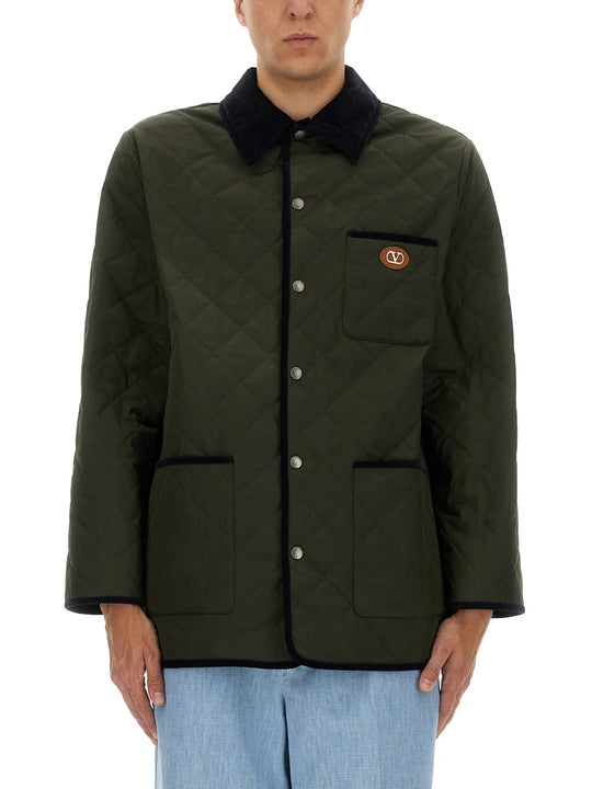 Quilted Shirt Jacket With "Vlogo" Patch