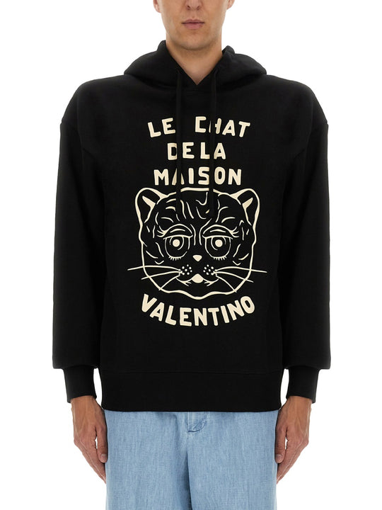 Cotton Sweatshirt With "Chat De La Maison" Patch
