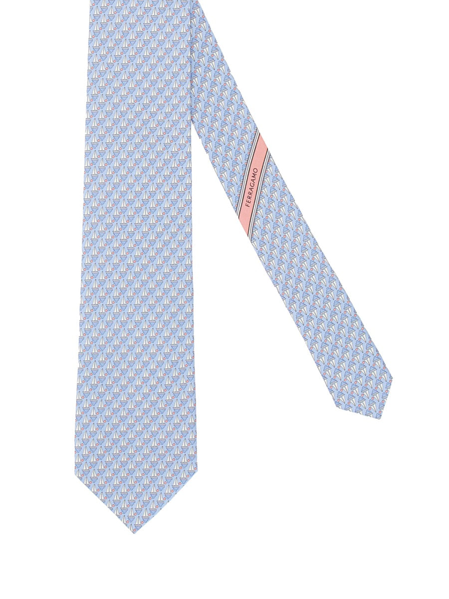 Ferragamo Ties & Papillon - White, Light Blue | Wanan Luxury