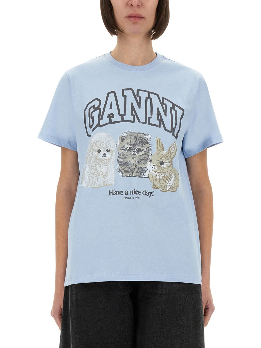 Ganni T shirts - Blue | Wanan Luxury