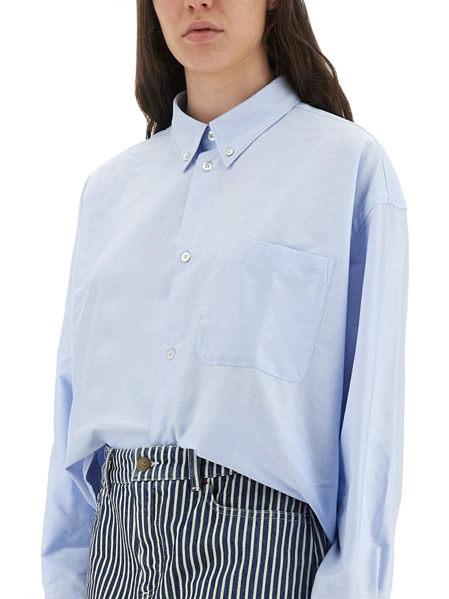 A.P.C. Shirts - White, Light Blue | Wanan Luxury