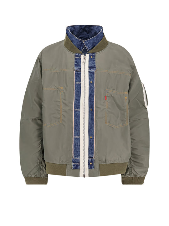 Levi'S X Sacai Reversible Denim And Nylon Bomber Jacket