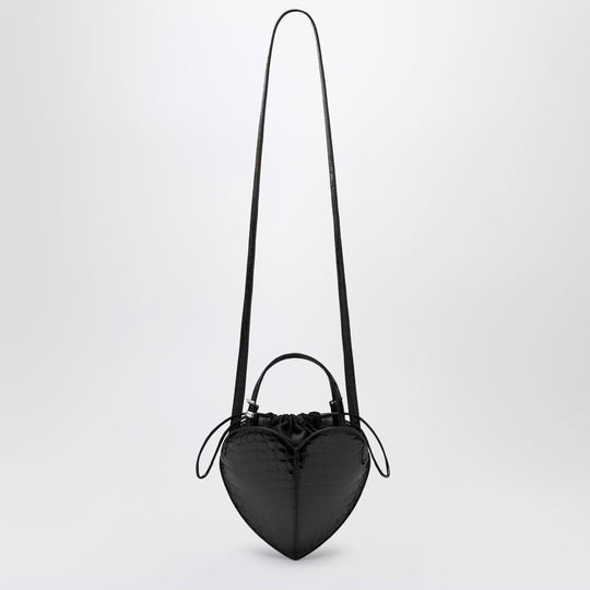 Heart Bag Croco Croc-Effect Patent Leather Bag In Black