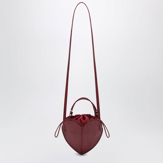 Burgundy Heart Bag Croco In Leather