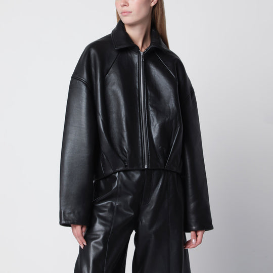 Black Cropped Leather Jacket
