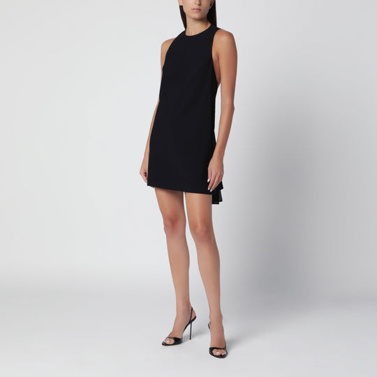 Black Trapeze Mini Dress In Crepe