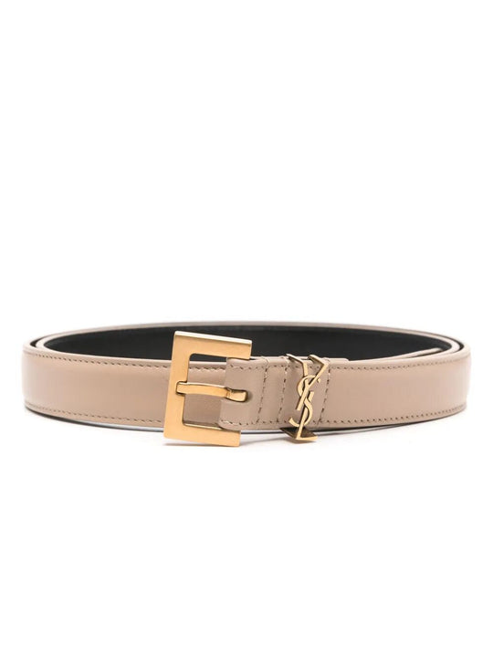 Cassandre Thin Belt With Square Buckle In Box Leather
