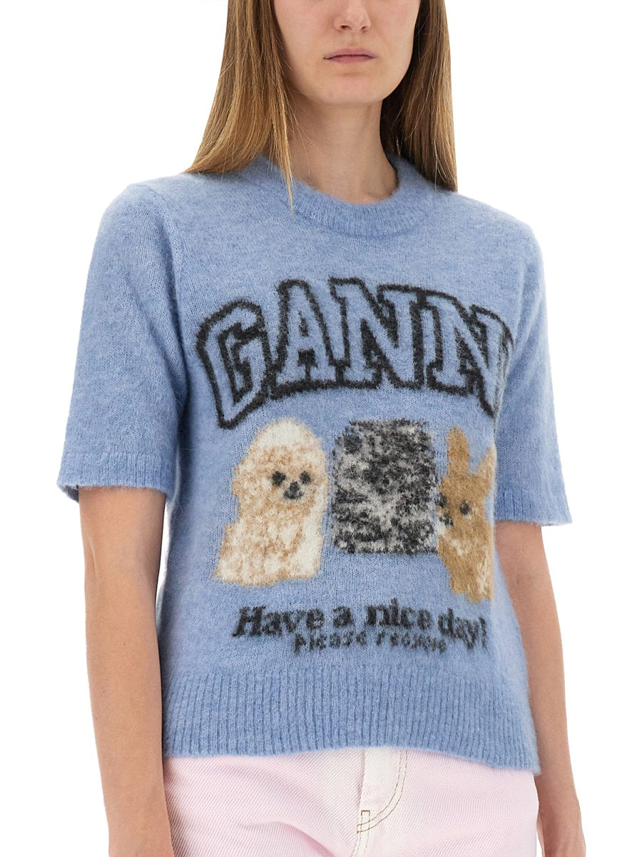 Ganni T shirts - White, Light Blue | Wanan Luxury