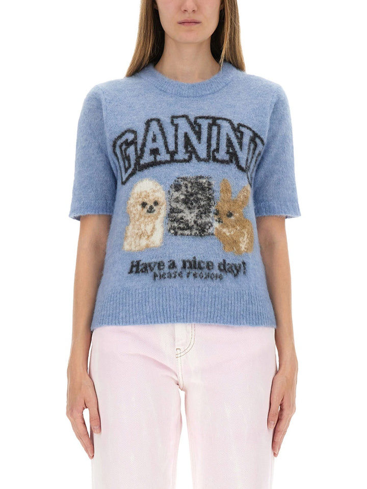 Ganni T shirts - White, Light Blue | Wanan Luxury