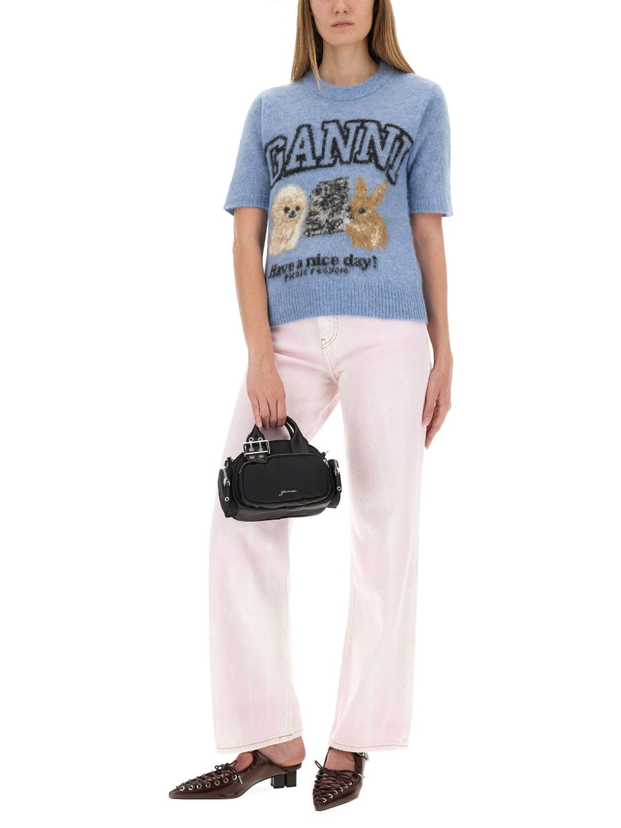 Ganni T shirts - White, Light Blue | Wanan Luxury