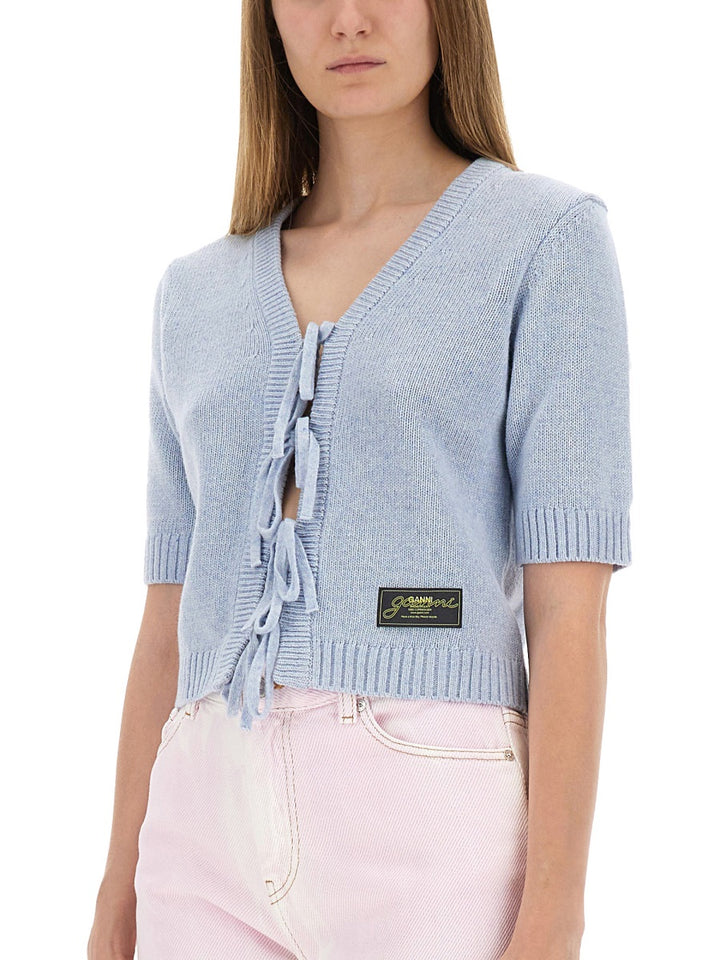 Ganni Sweaters - White, Light Blue | Wanan Luxury
