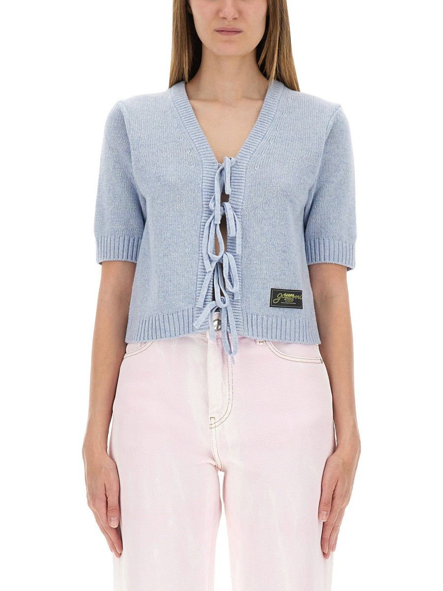 Ganni Sweaters - White, Light Blue | Wanan Luxury
