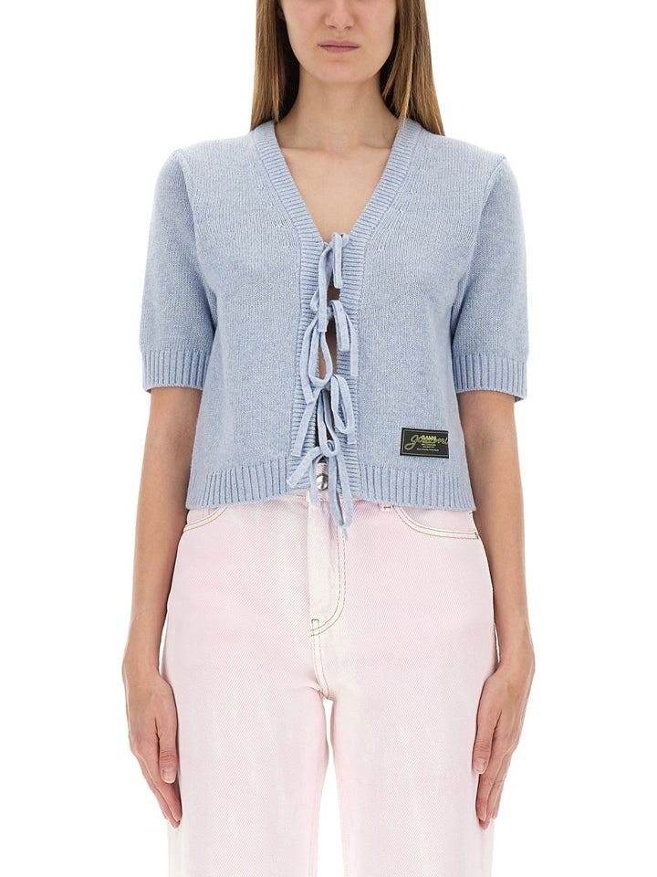 Ganni Sweaters - White, Light Blue | Wanan Luxury