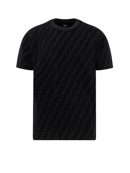 Cotton Piquet T-Shirt With Flocked Ff Motif
