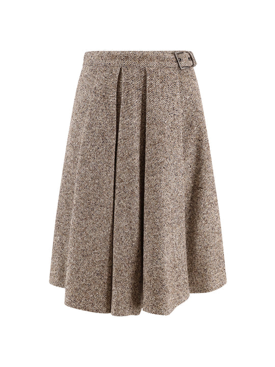 Virgin Wool And Silk Midi Skirt