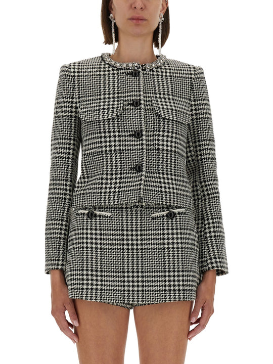 Houndstooth Jacket With Crystals