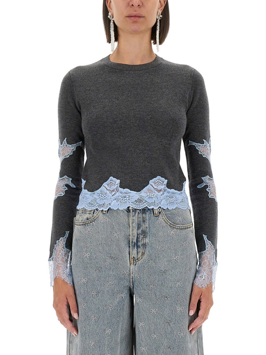 Jersey With Lace Inserts