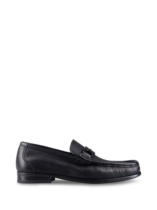 Grained Leather Gancini Loafers