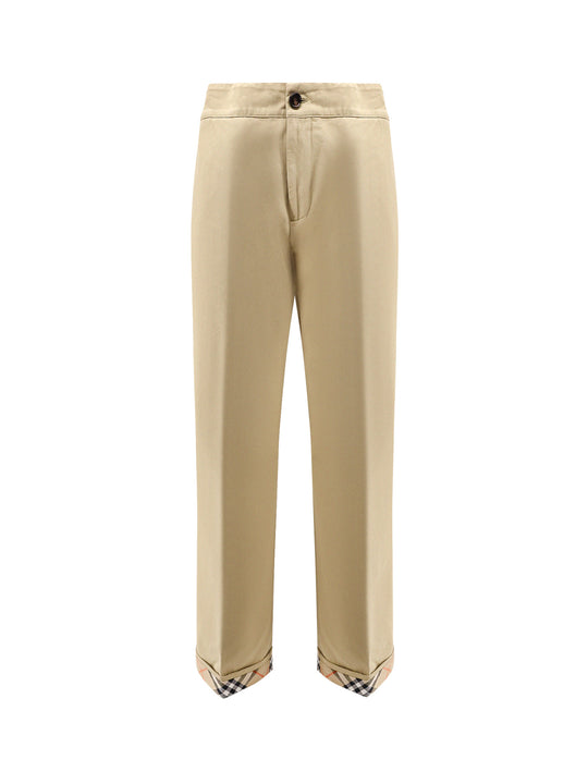 Burberry Check Cuffed Cotton Trousers