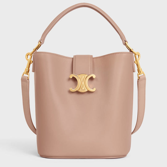 Small Bucket Louise In Soft Peach Smooth Calfskin