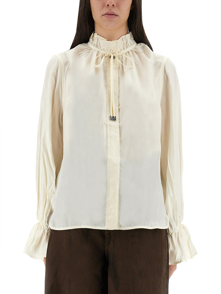 Ganni Shirts - Ivory | b595048f92f43f4c571810e7d958365052544081
