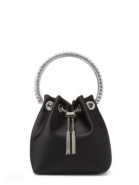 Satin Bucket Bag With Crystals Detail