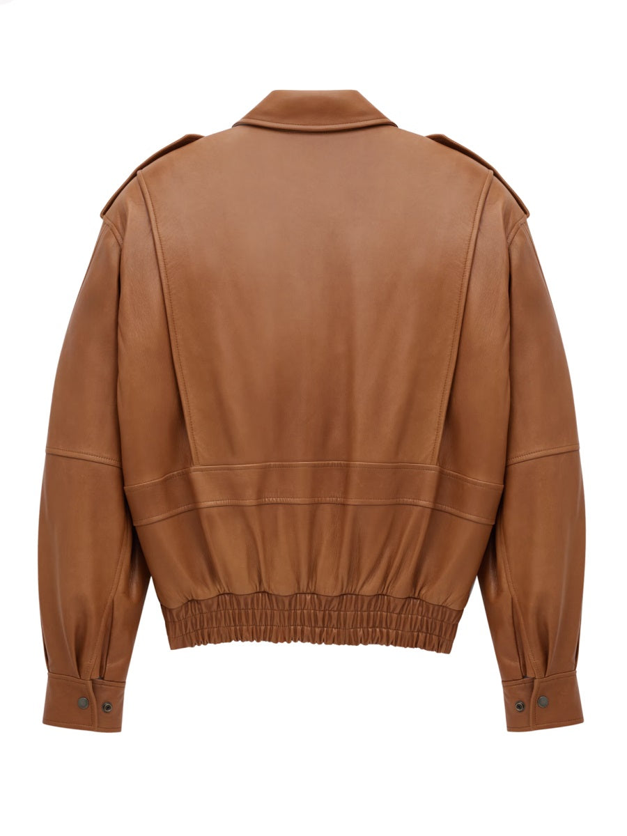 Saint Laurent Leather Jackets - Brown | Wanan Luxury
