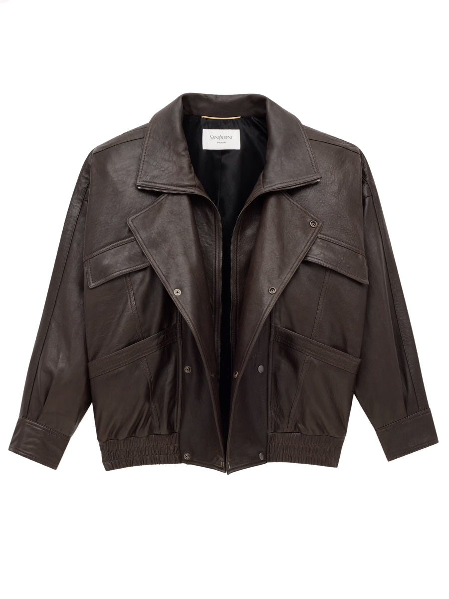 Saint Laurent Leather Jackets - Brown | Wanan Luxury