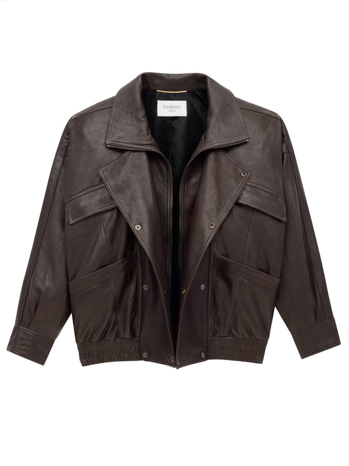 Saint Laurent Leather Jackets - Brown | Wanan Luxury