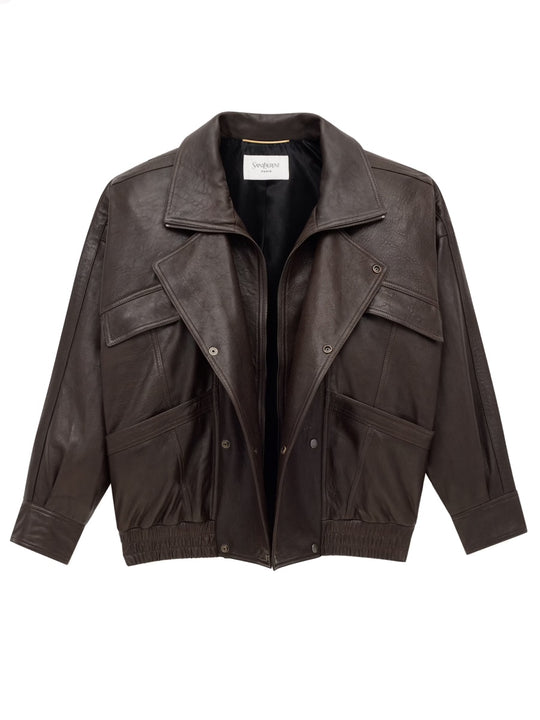 Leather "Balloon" Bomber Jacket