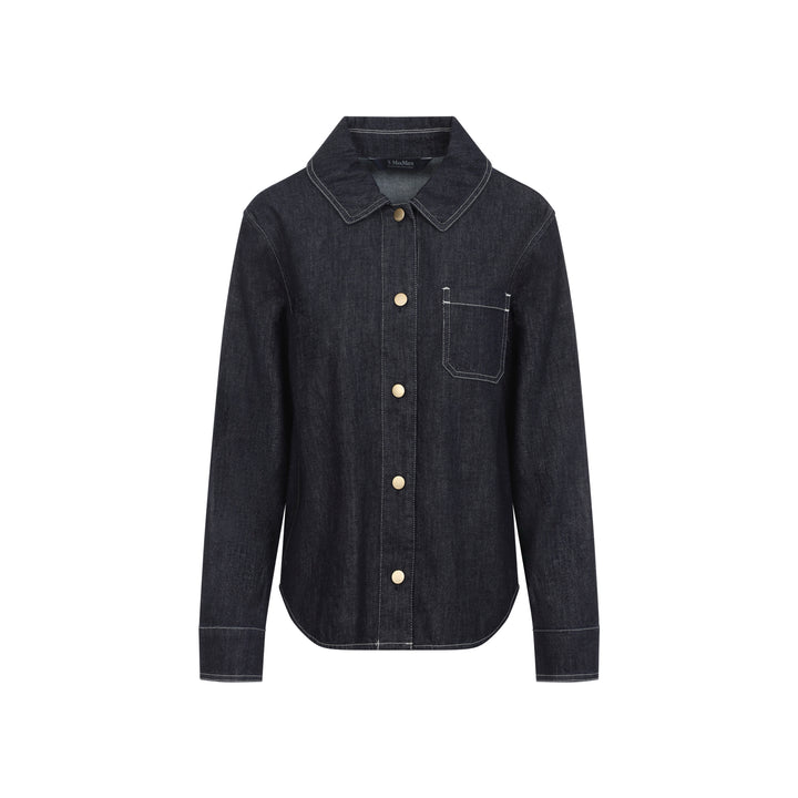 Max Mara`S Denim&leather - Blue | 9824dbb62896bc6333116116c220fc46f82cb4b7