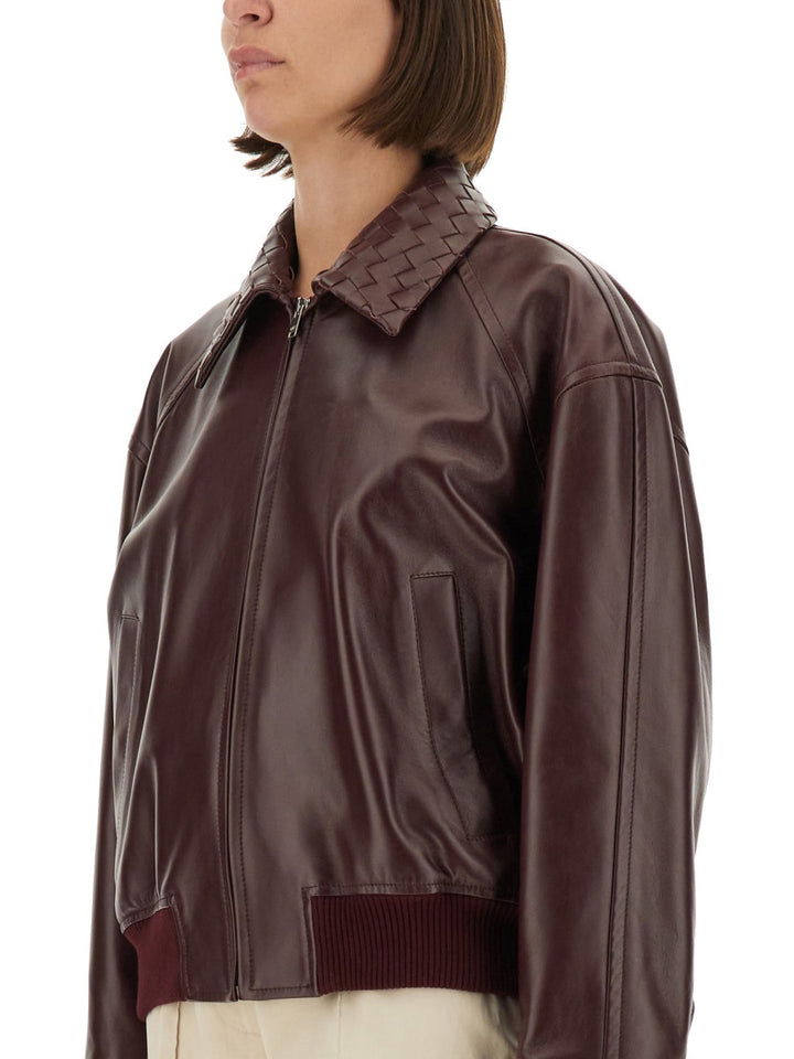 Bottega Veneta Leather Jackets - Burgundy | Wanan Luxury
