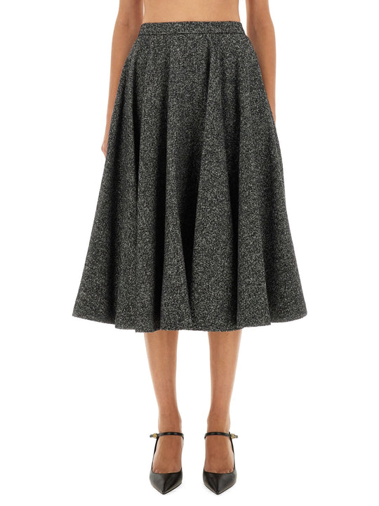 Wool-Blend Dotted Skirt