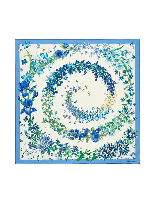 Fo Primavera Spring-Print Silk Scarf