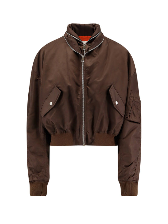 Nylon Bomber Jacket With Double Zip