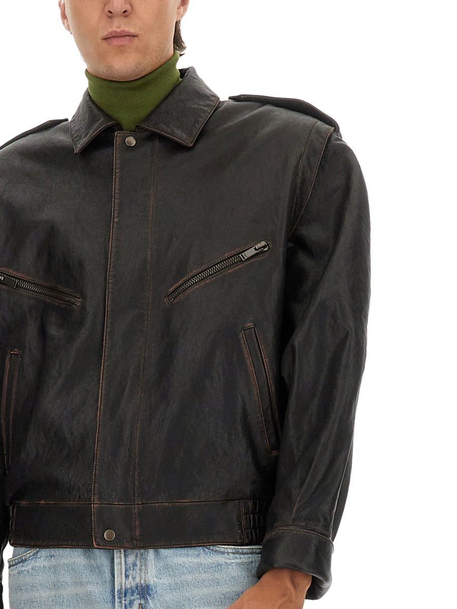 Saint Laurent Leather Jackets - Brown | Wanan Luxury