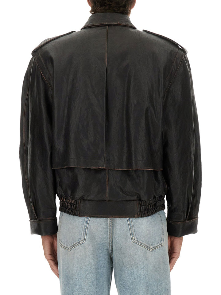 Saint Laurent Leather Jackets - Brown | Wanan Luxury