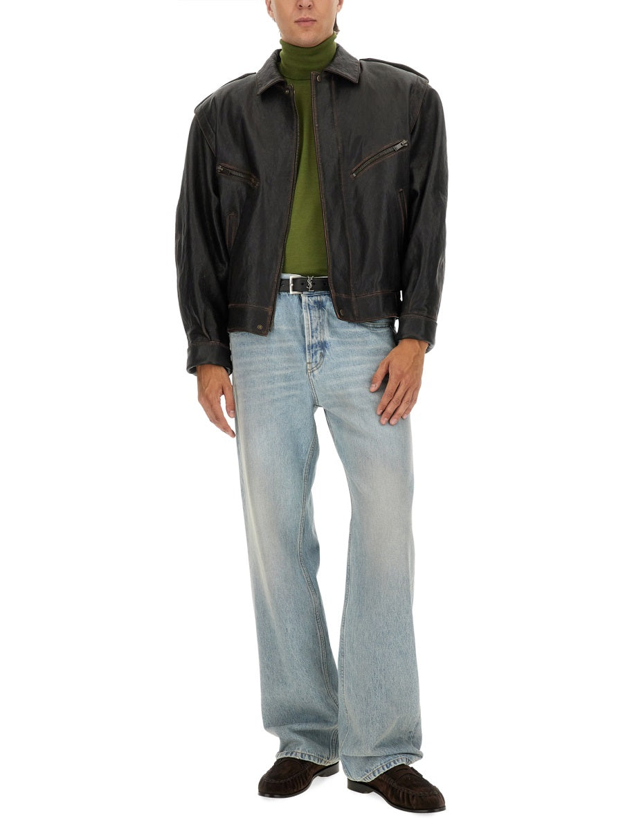 Saint Laurent Leather Jackets - Brown | Wanan Luxury