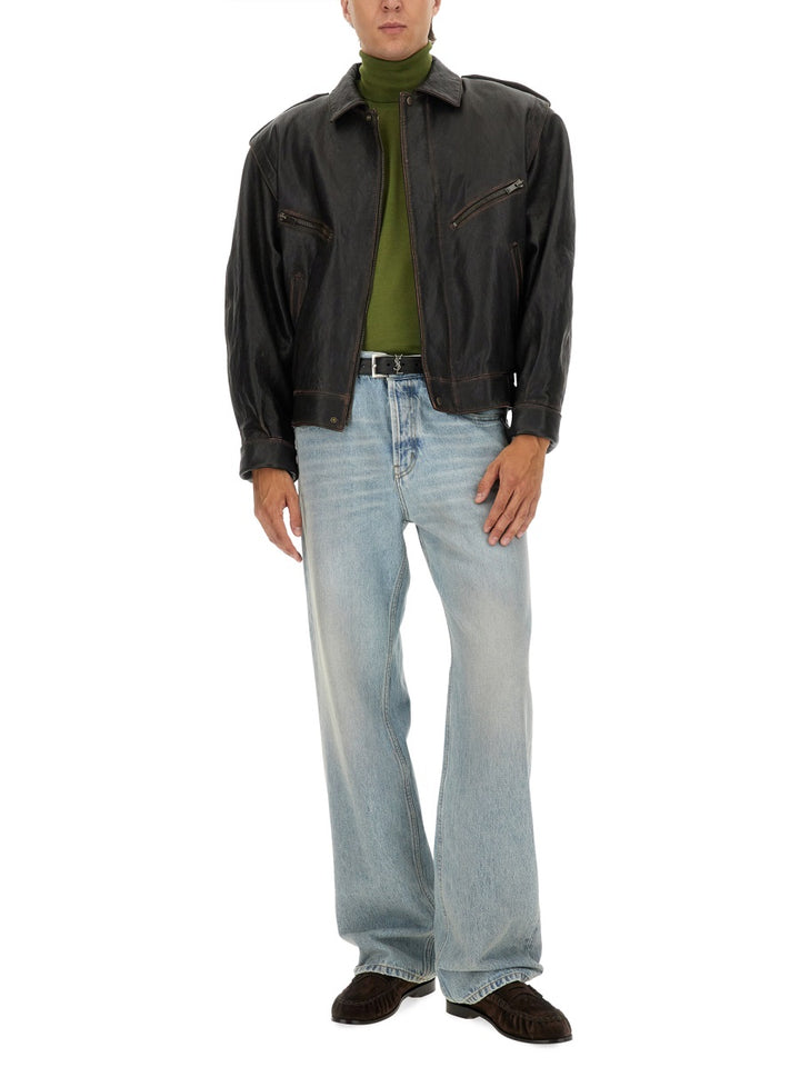 Saint Laurent Leather Jackets - Brown | Wanan Luxury