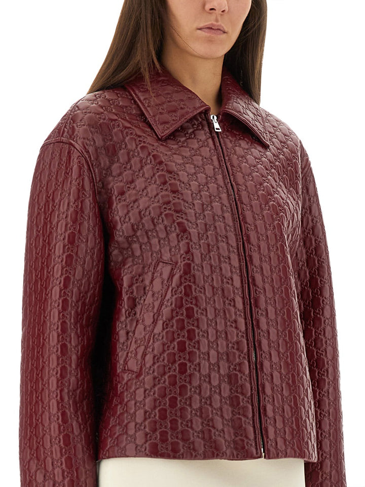 Gucci Leather Jackets - Burgundy | Wanan Luxury