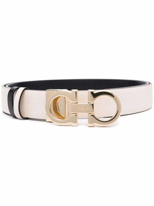 Hammered Leather Reversible Gancini Belt
