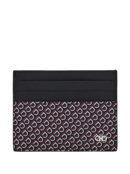 Micro Gancio-Print Hammered Leather Card Holder